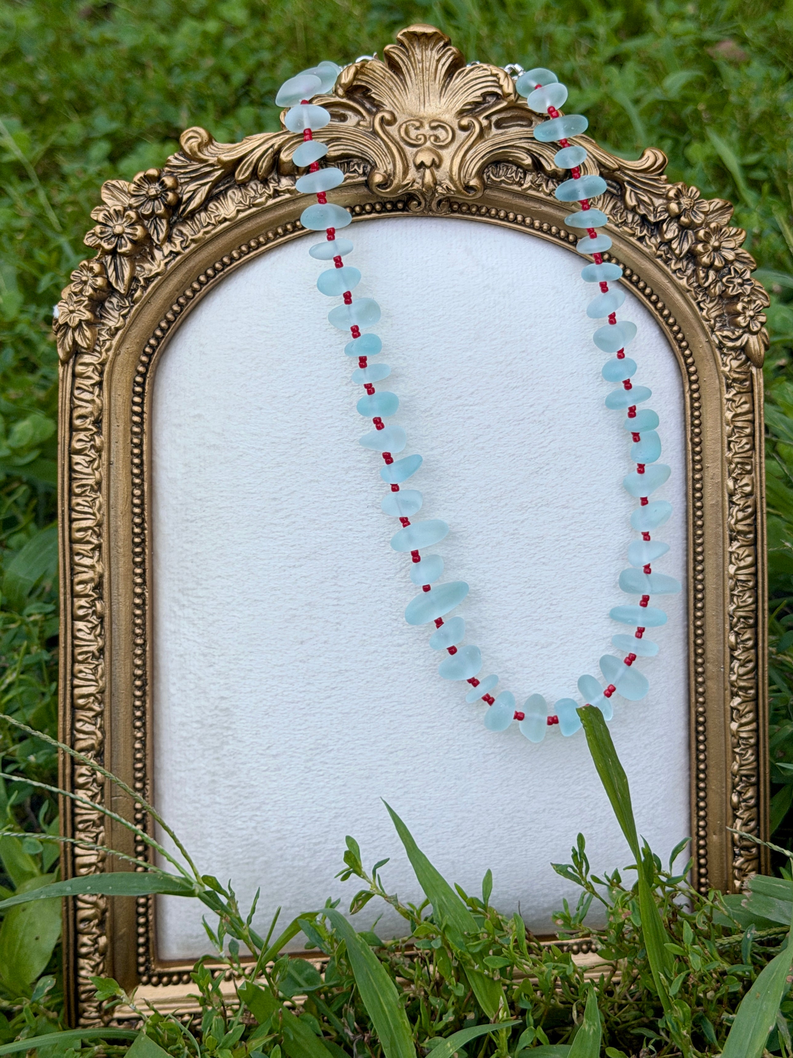 Frosted Blue & Cherry Pop Necklace