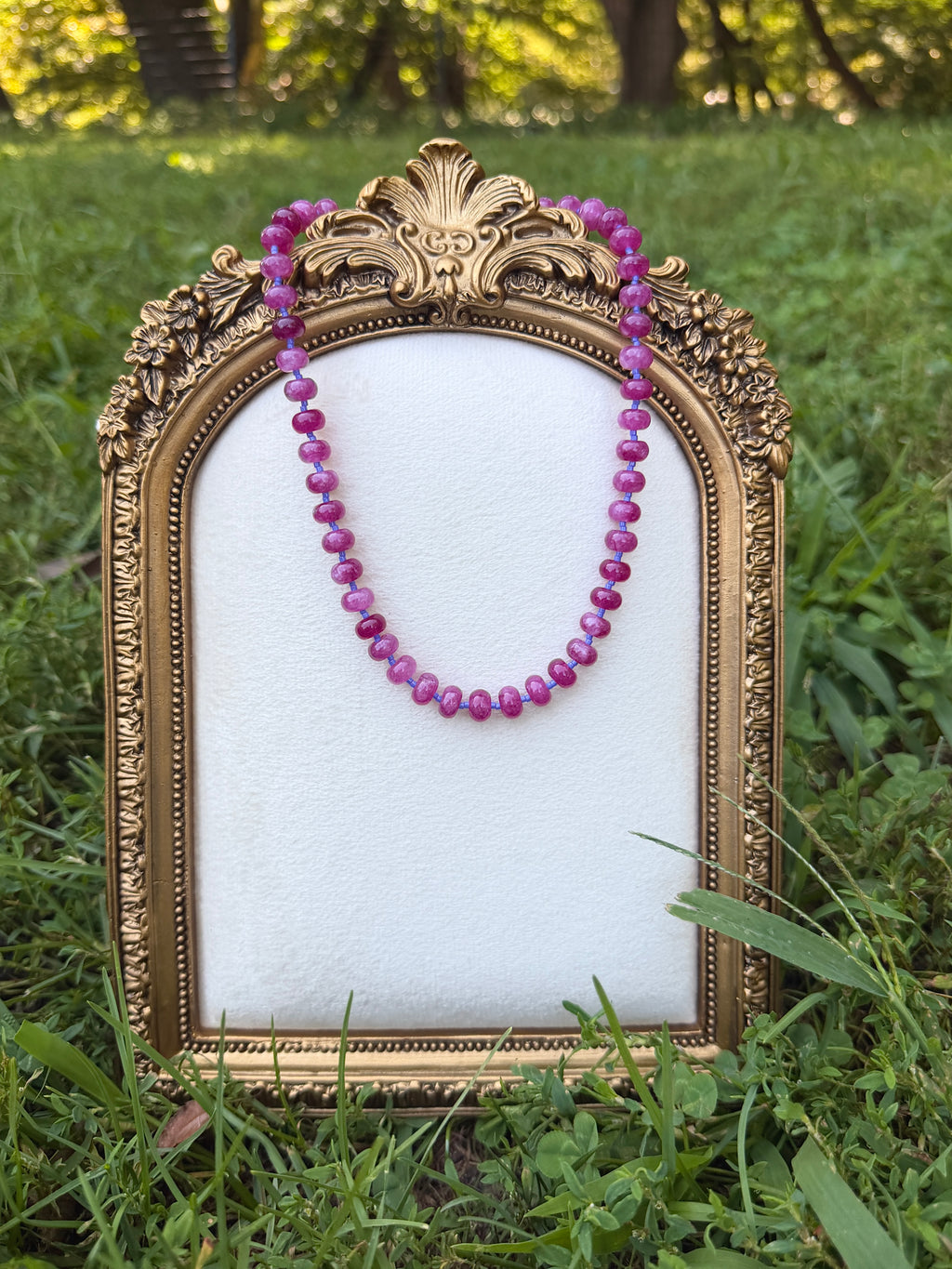 Juice Box Magenta Bead Necklace